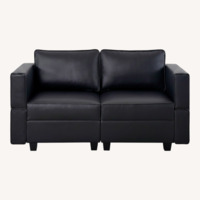 Amazon Black Leather Loveseat with Storage