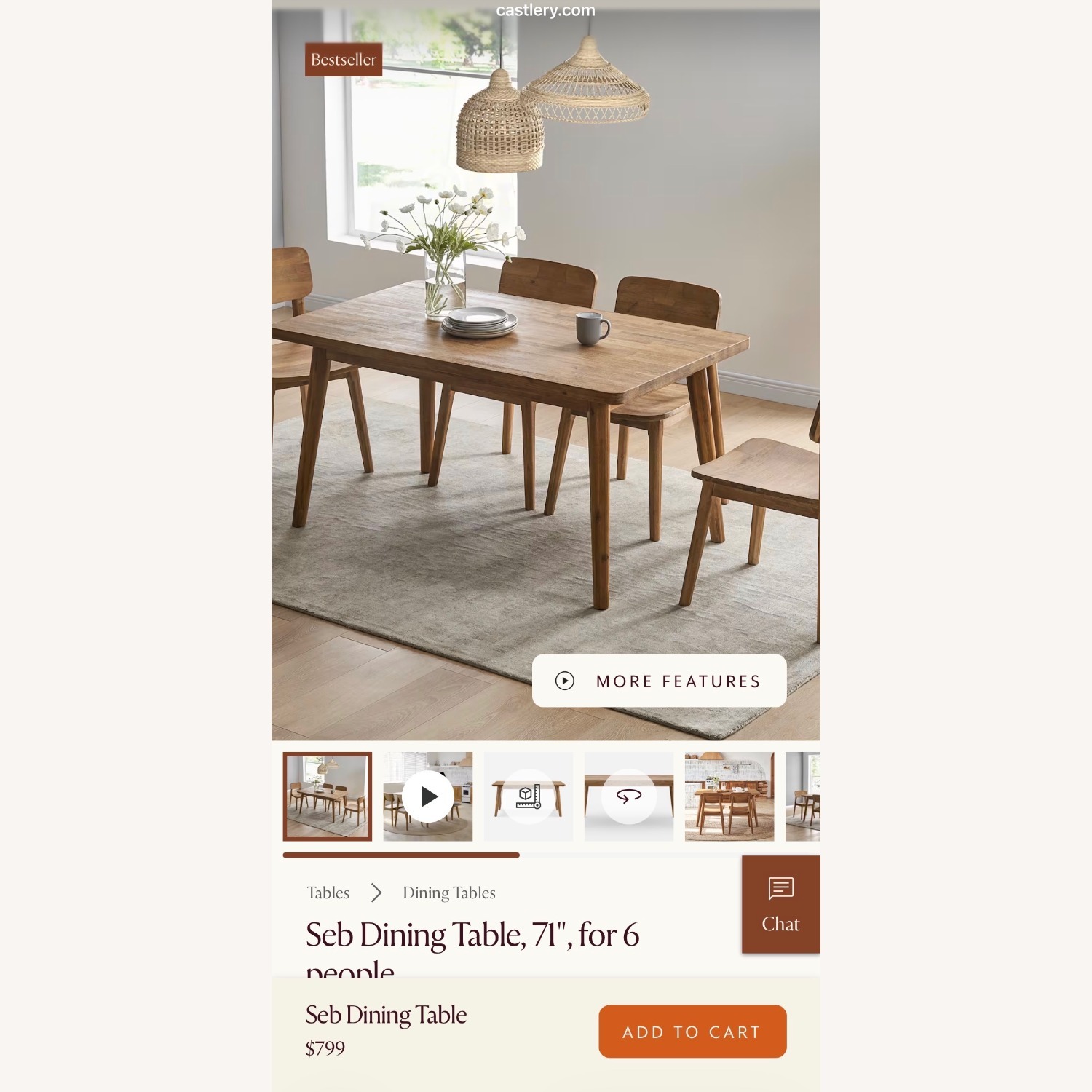 Castlery Dining Room Table & Chairs w Bench - image-2