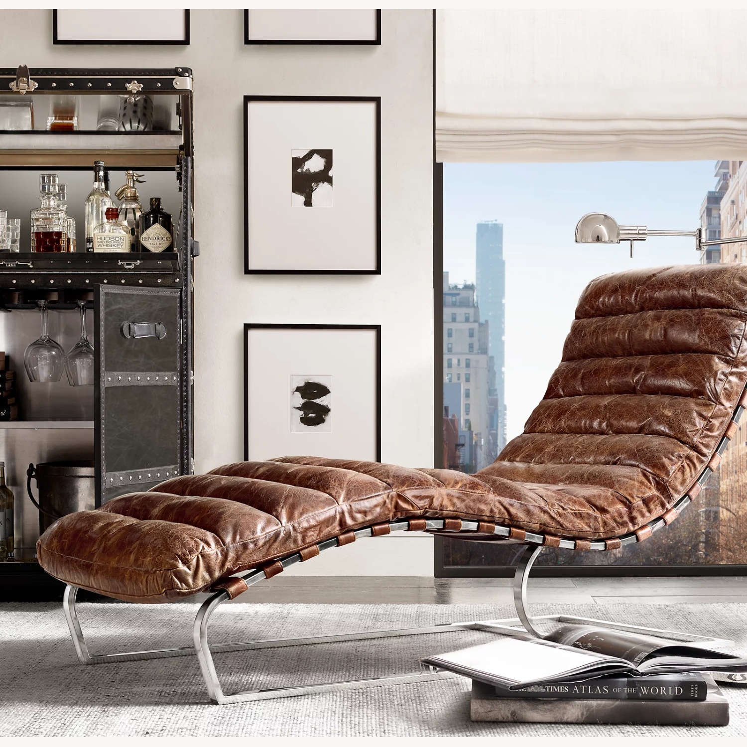 Restoration Hardware Dark Brown Chaise Lounge - image-8
