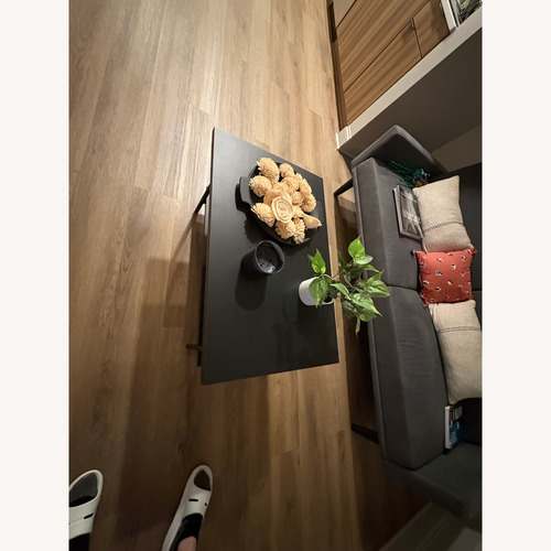 Used Wood and Metal Coffee Table Black for sale on AptDeco