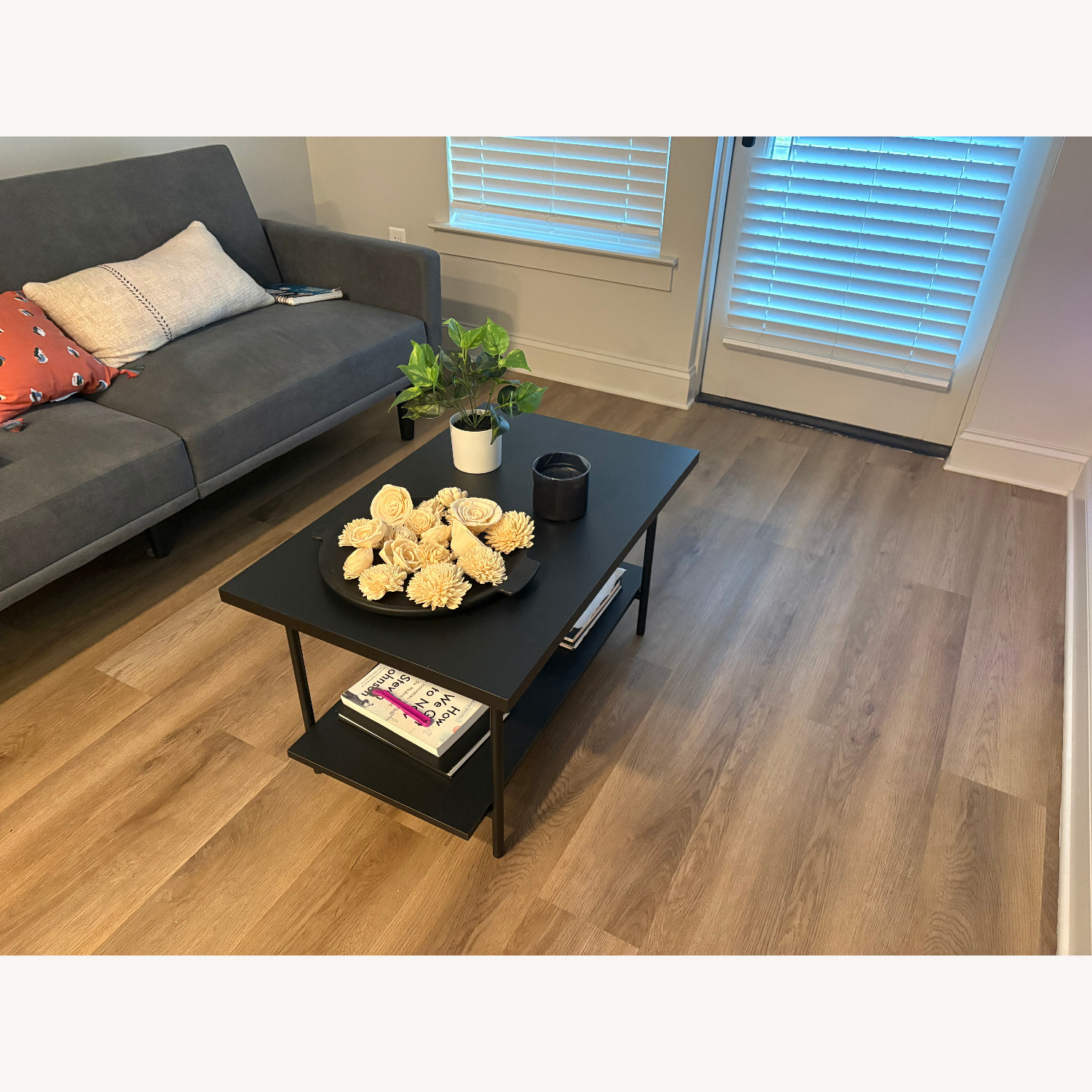 Wood and Metal Coffee Table Black - image-3