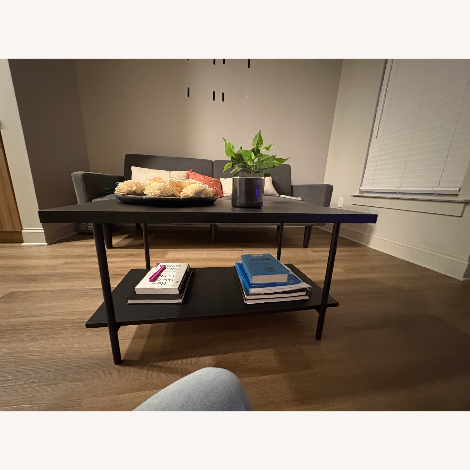 Wood and Metal Coffee Table Black - image-2