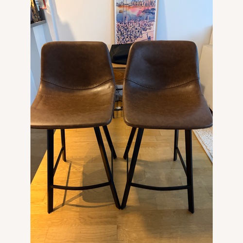 Used Wayfair Dark Brown Faux Leather Stools for sale on AptDeco