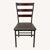  Wood Ladder Back Padded Folding Chair Brown