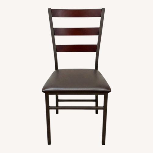 Used  Wood Ladder Back Padded Folding Chair Brown for sale on AptDeco