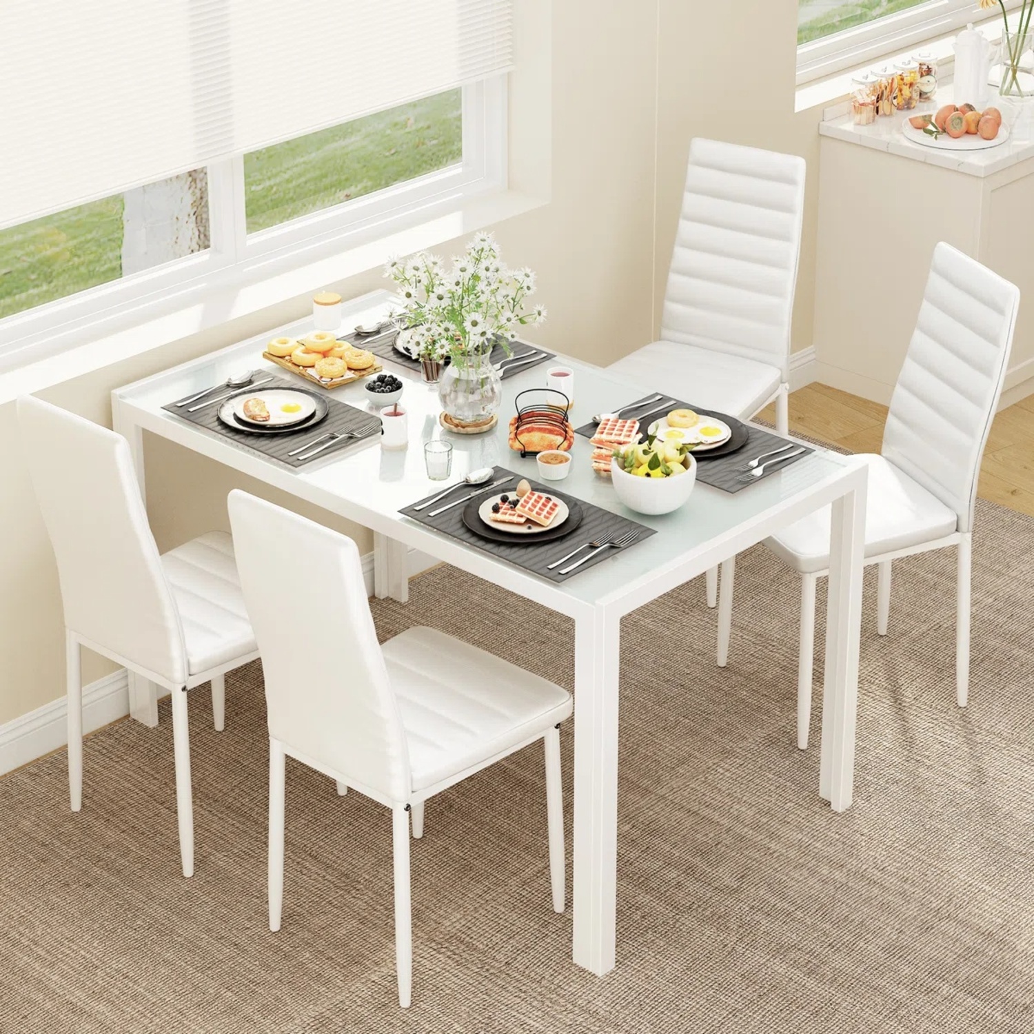 Wayfair White Glass Dining Table - image-5