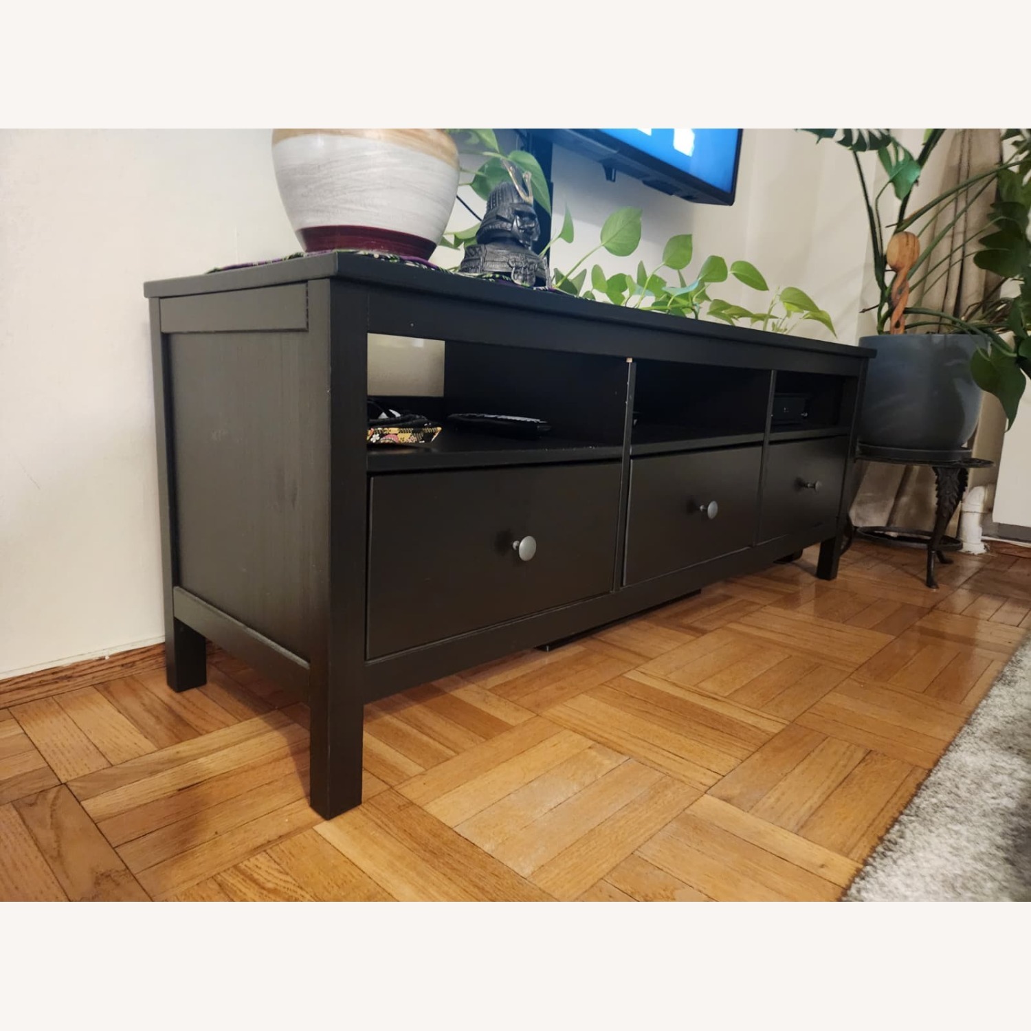 IKEA Hemnes Black Wood Media Storage - image-2