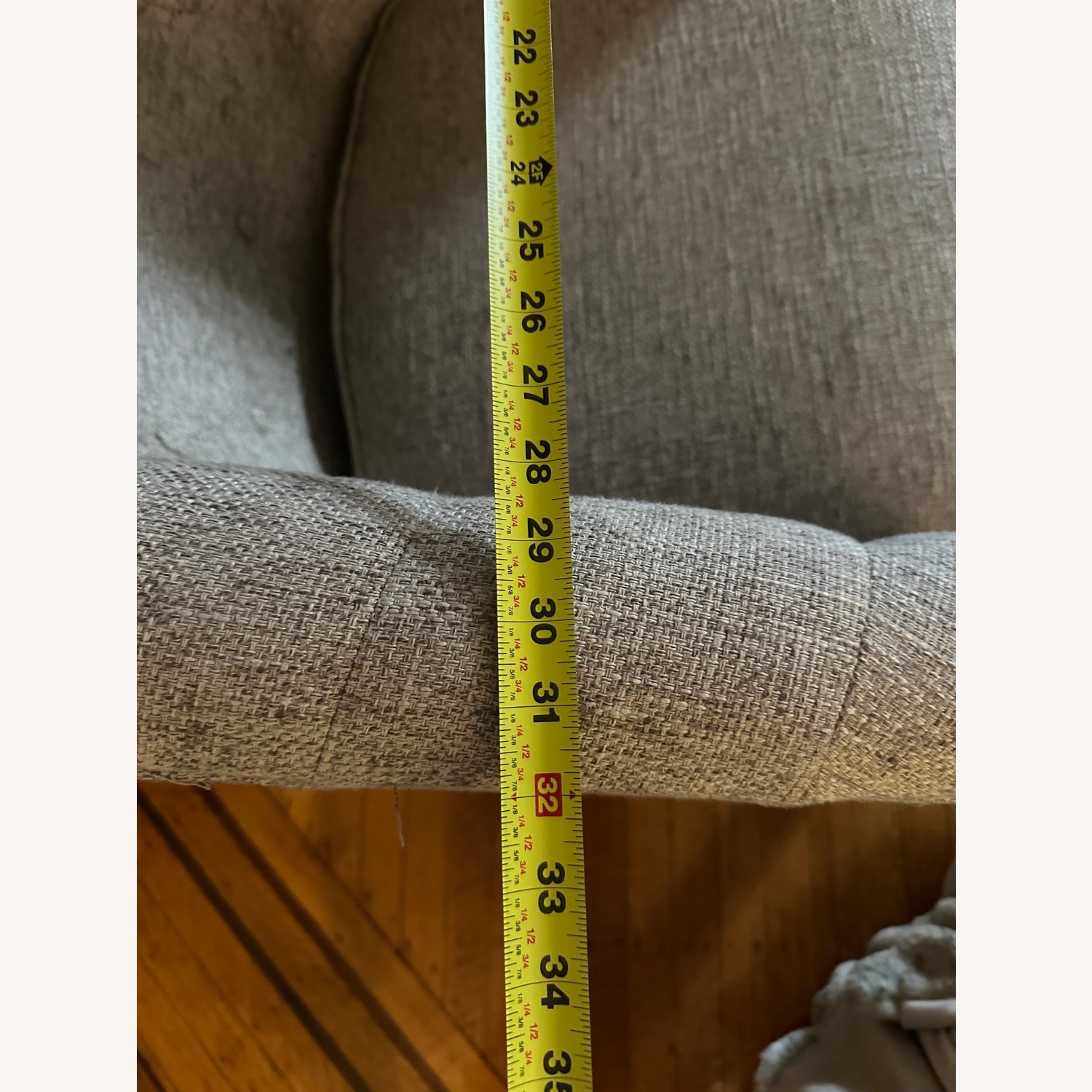 Gray Tufted Barrel Accent Chair - image-3