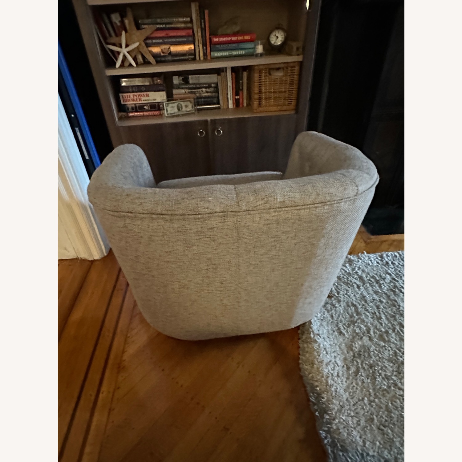 Gray Tufted Barrel Accent Chair - image-2