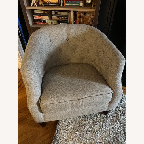 Used Gray Tufted Barrel Accent Chair for sale on AptDeco