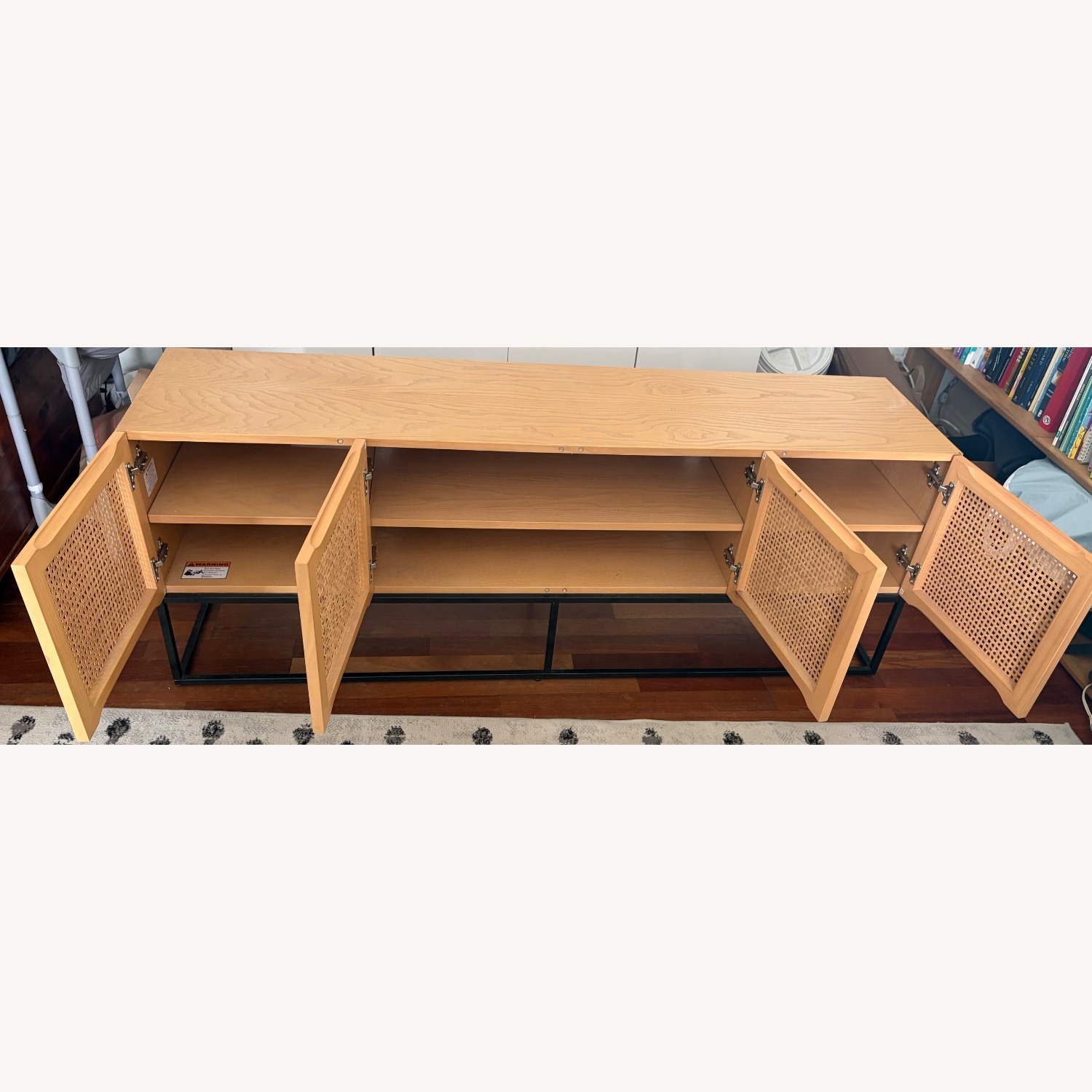 Cane Door Media Console with Metal Base - image-2