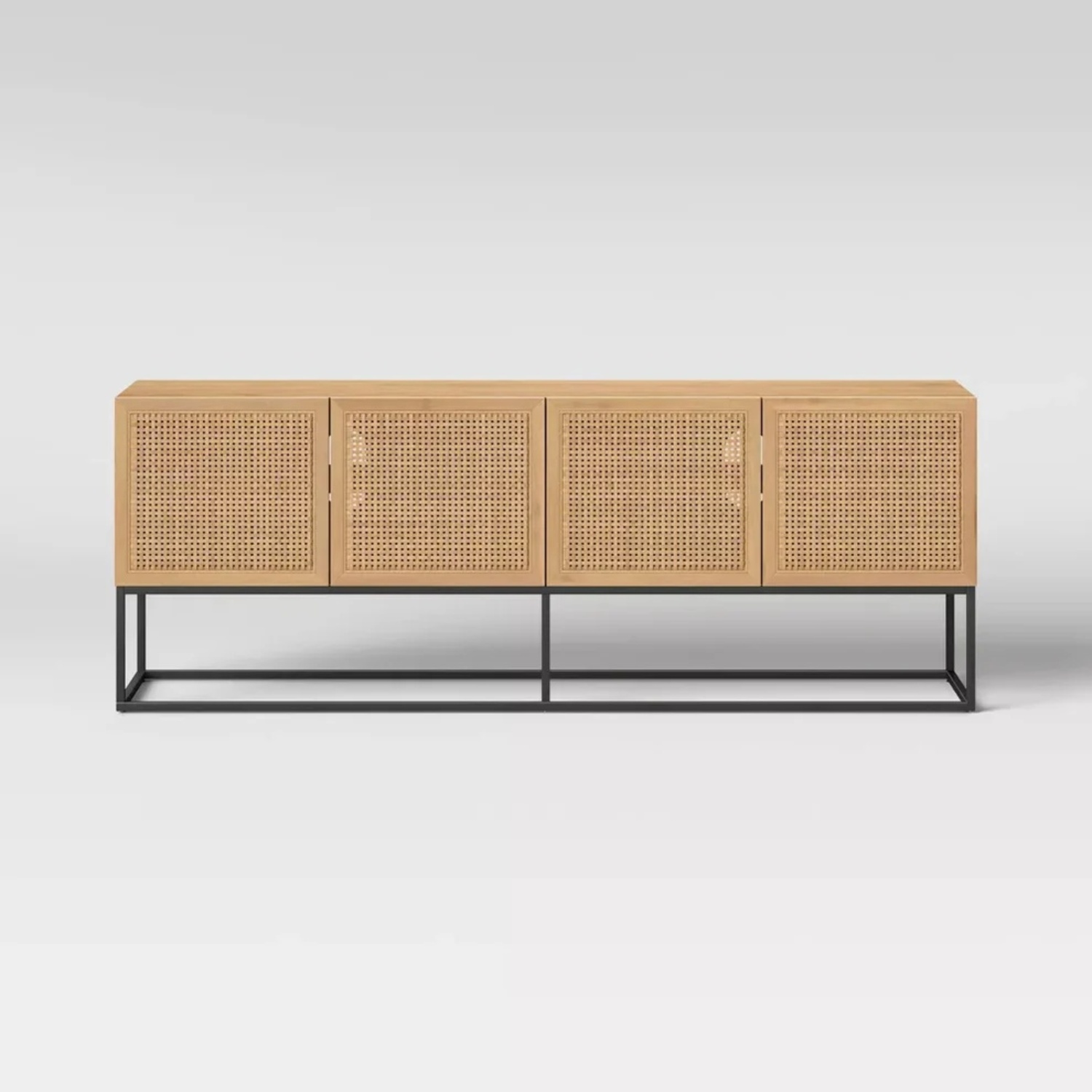 Cane Door Media Console with Metal Base - image-6