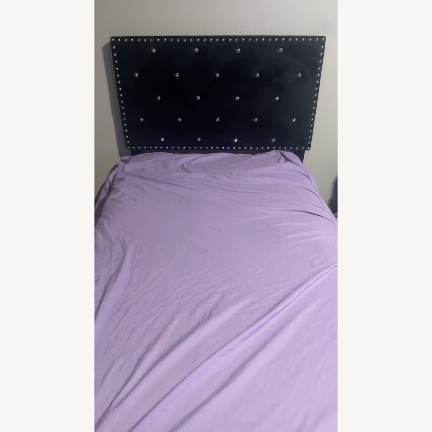 Black Fabric Twin Bed - image-1