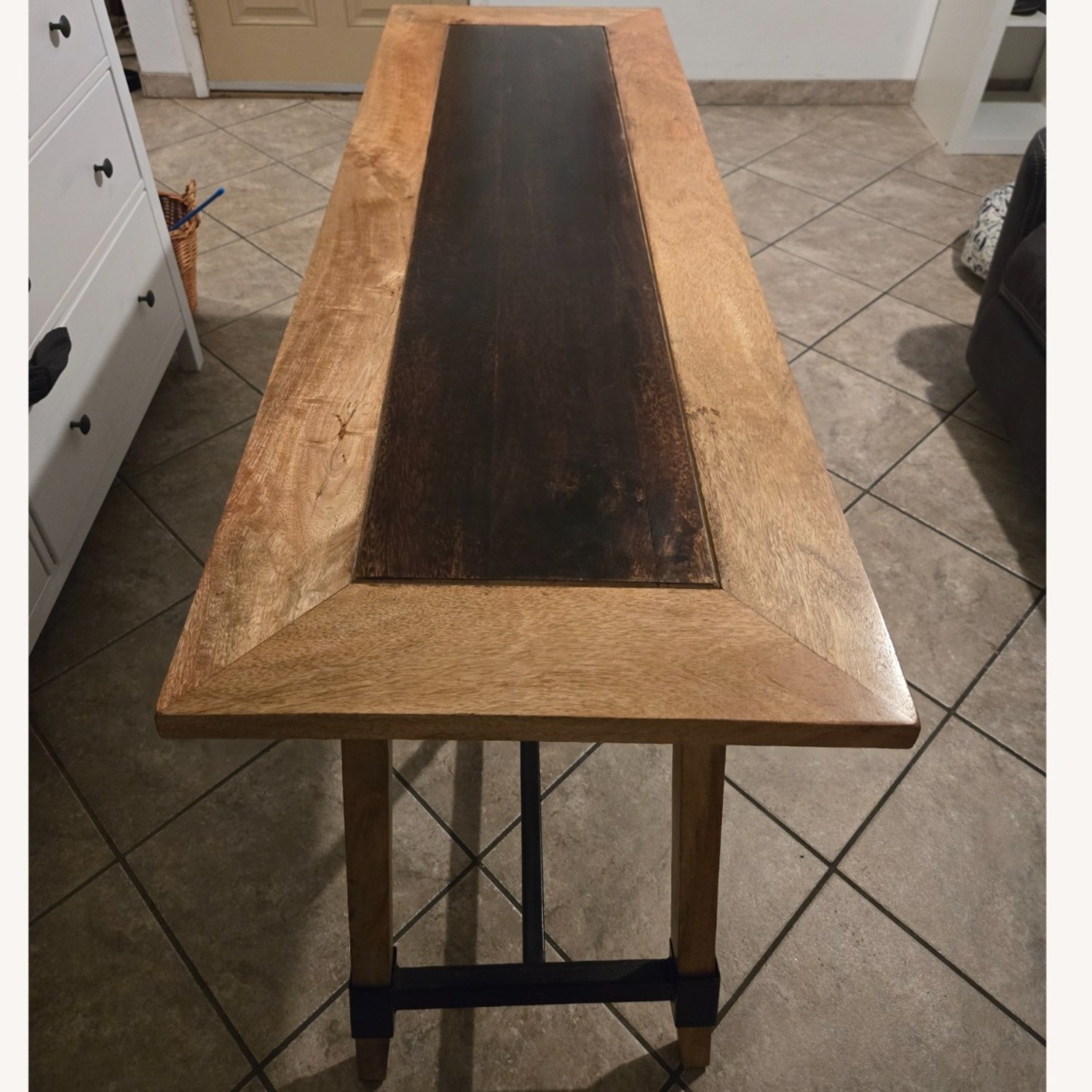 Natural Wood Side Table with Metal Base - image-6