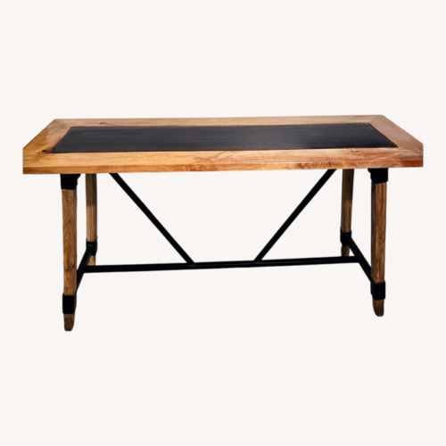 Used Natural Wood Side Table with Metal Base for sale on AptDeco