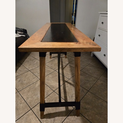 Used Natural Wood Side Table with Metal Base for sale on AptDeco