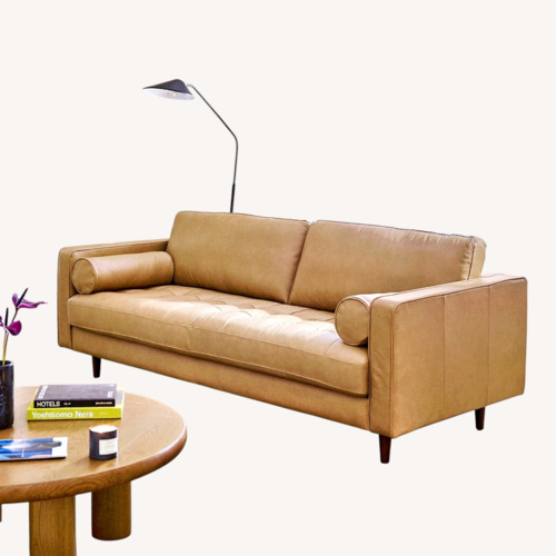 Used Article Sven Light Brown Leather Loveseat for sale on AptDeco