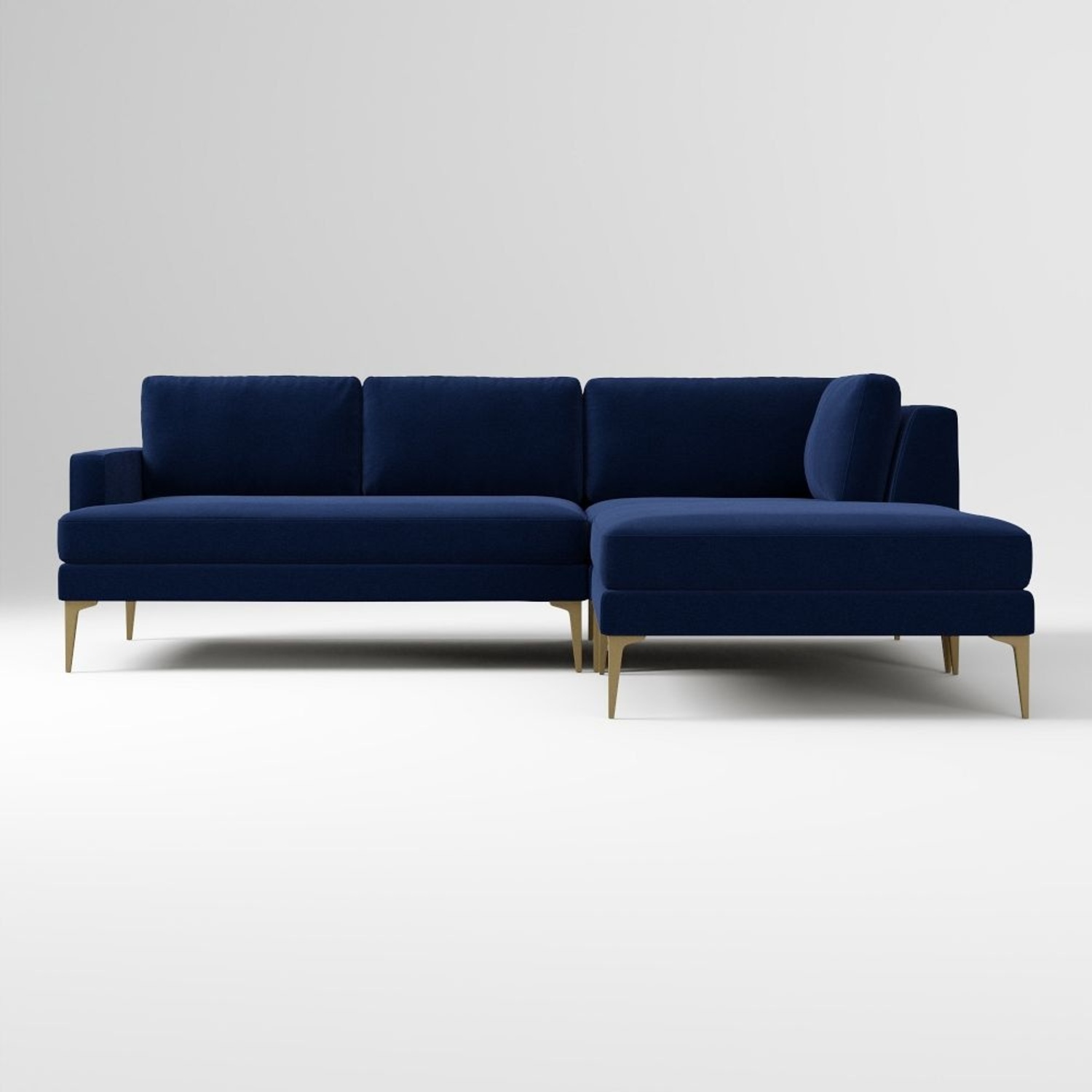 West Elm Andes Blue Velvet 3+ Piece Sectional - image-11