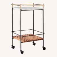 West Elm Eclipse Bar Cart, Marble, Cool Walnut