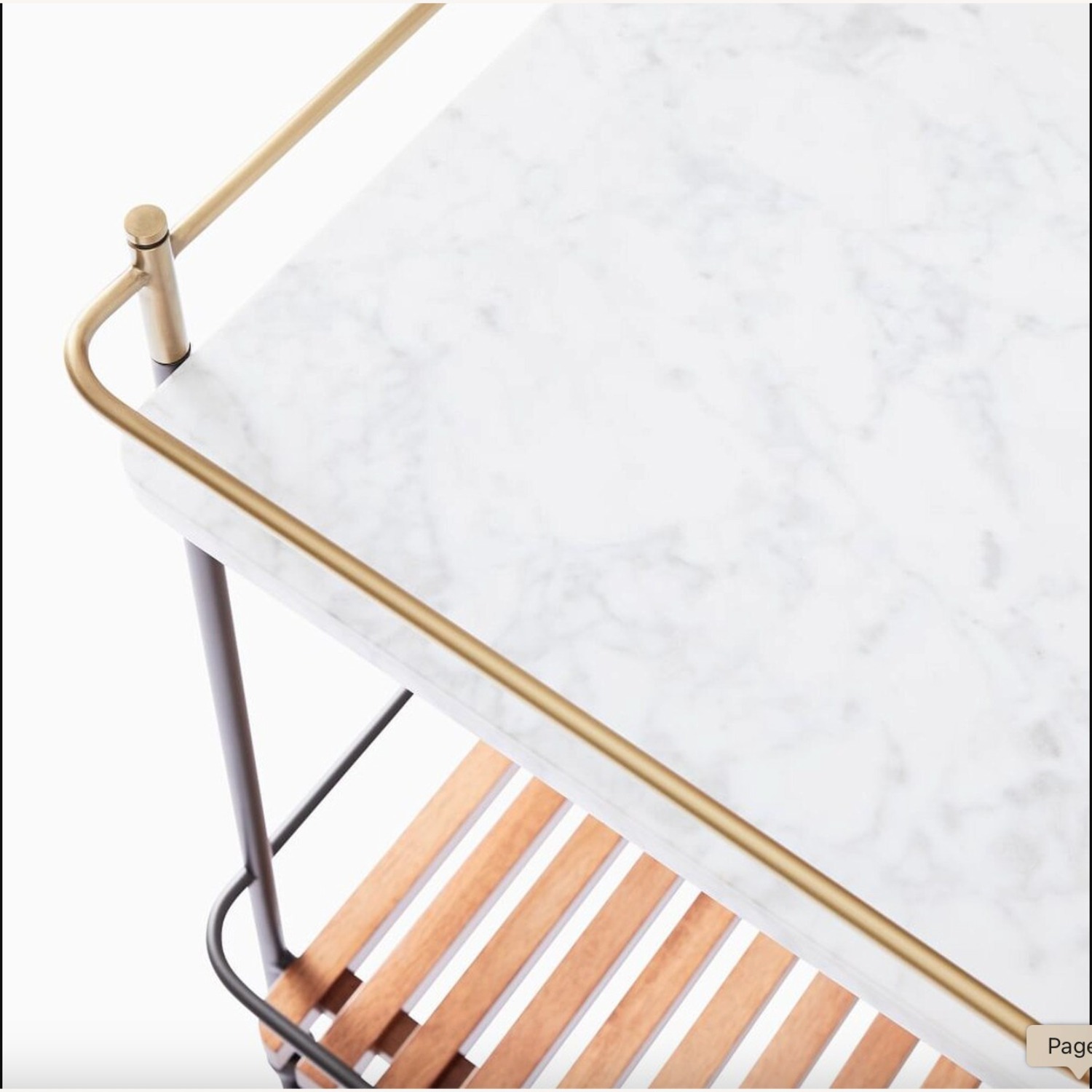 West Elm Eclipse Bar Cart, Marble, Cool Walnut - image-2