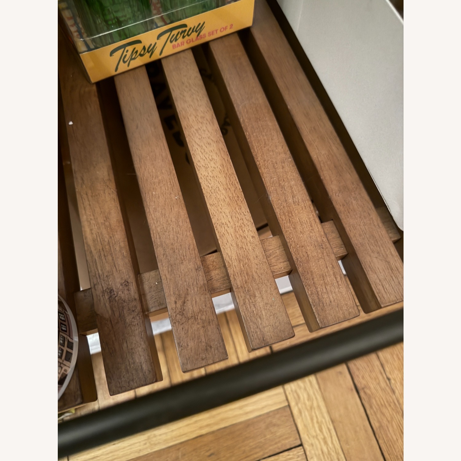 West Elm Eclipse Bar Cart, Marble, Cool Walnut - image-6