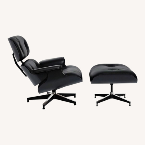 Used Eames Office Black Leather Chair with Ottoman for sale on AptDeco