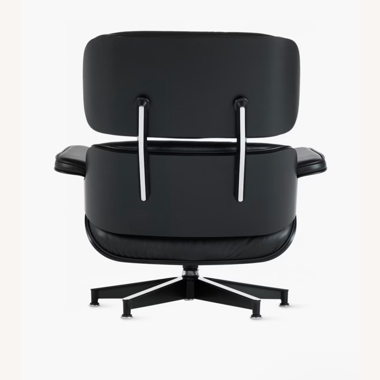 Eames Office Black Leather Chair with Ottoman - image-2