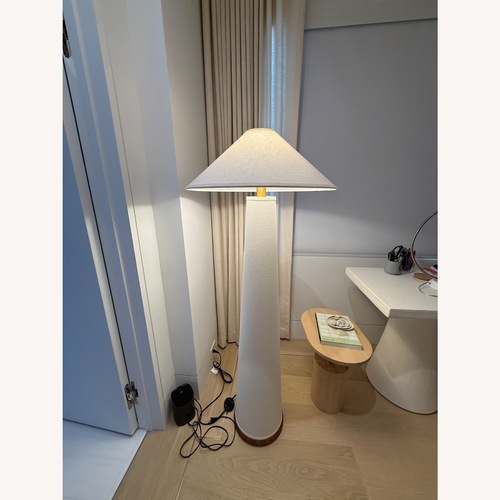Used Arhaus Ombra White Wood Floor Lamp for sale on AptDeco