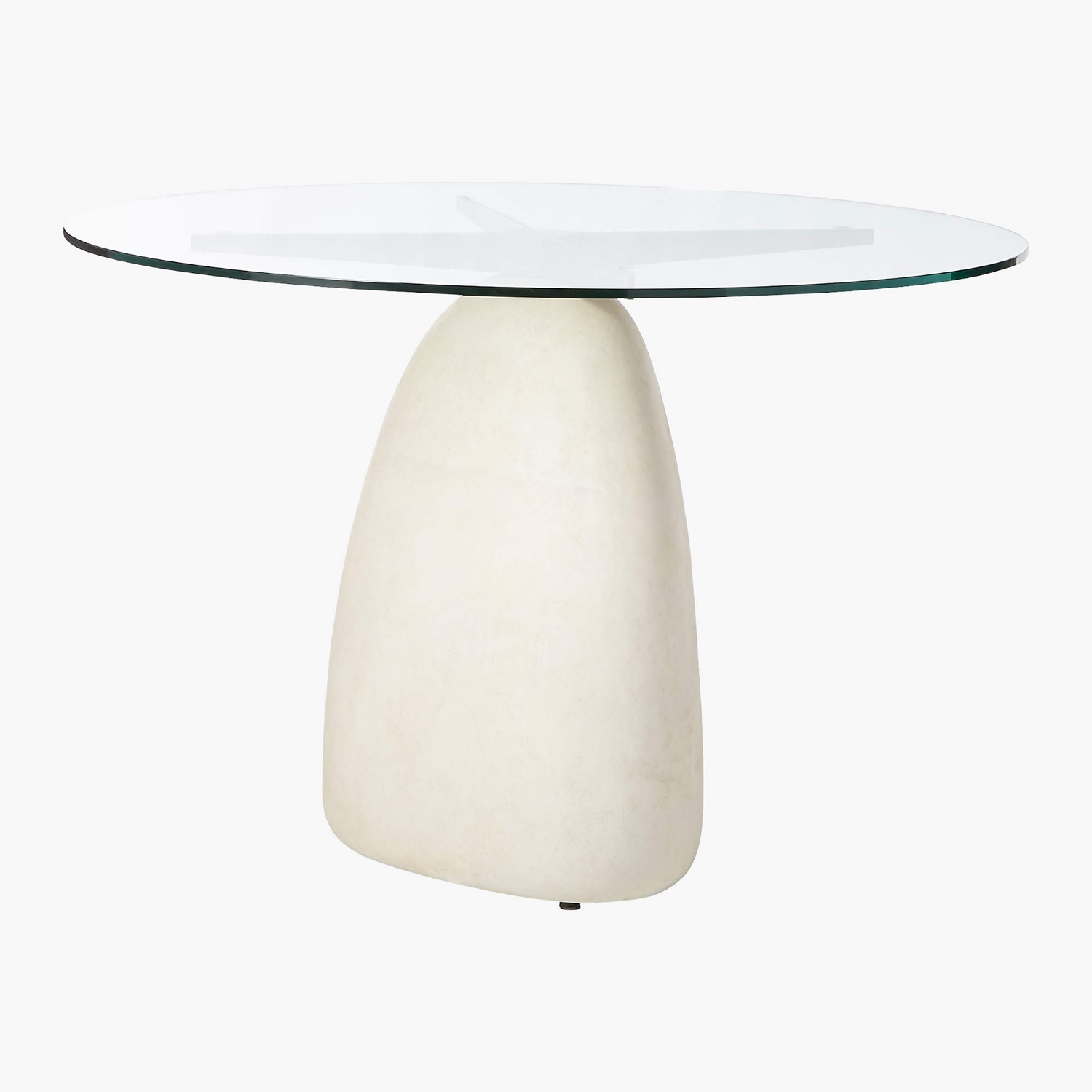 CB2 Stone 47" Round White Concrete Dining Table With Glass Top - image-5