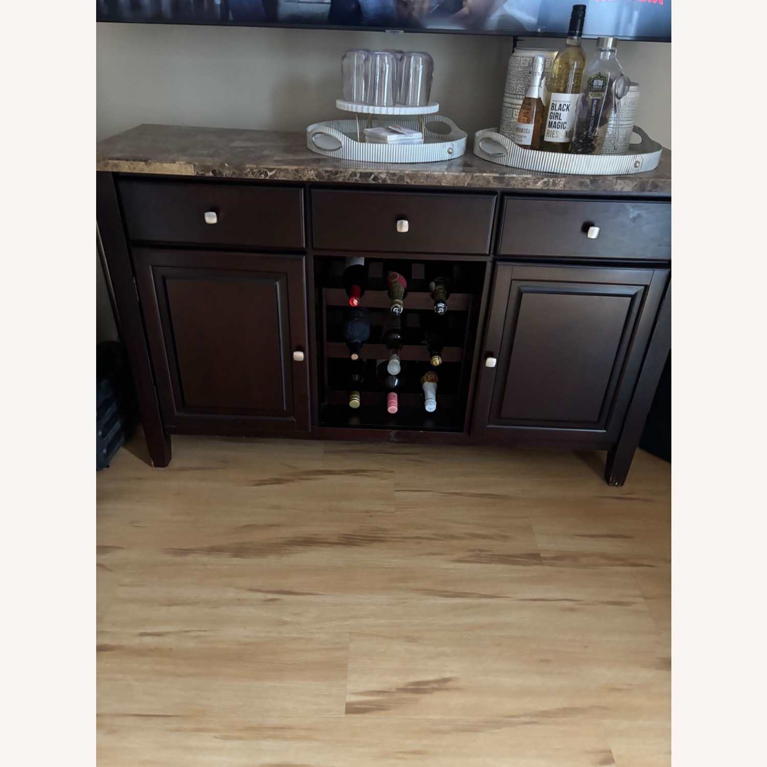 Raymour & Flanigan Dark Brown Wood Armoire - image-3