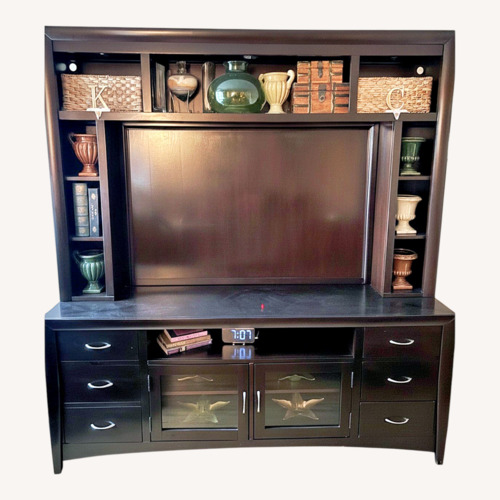Used Raymour & Flanigan Dark Brown Wood Wall Unit for sale on AptDeco