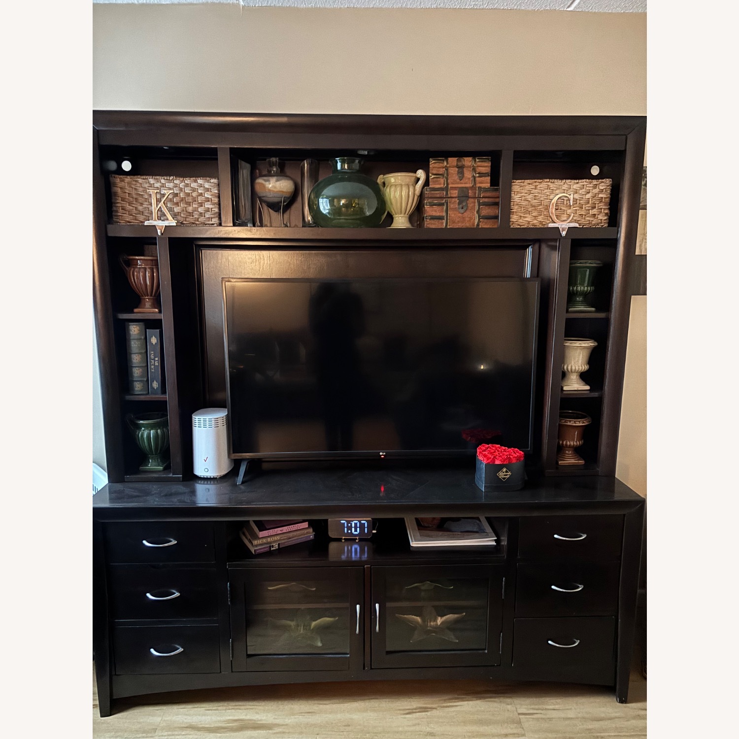 Raymour & Flanigan Dark Brown Wood Wall Unit - image-1
