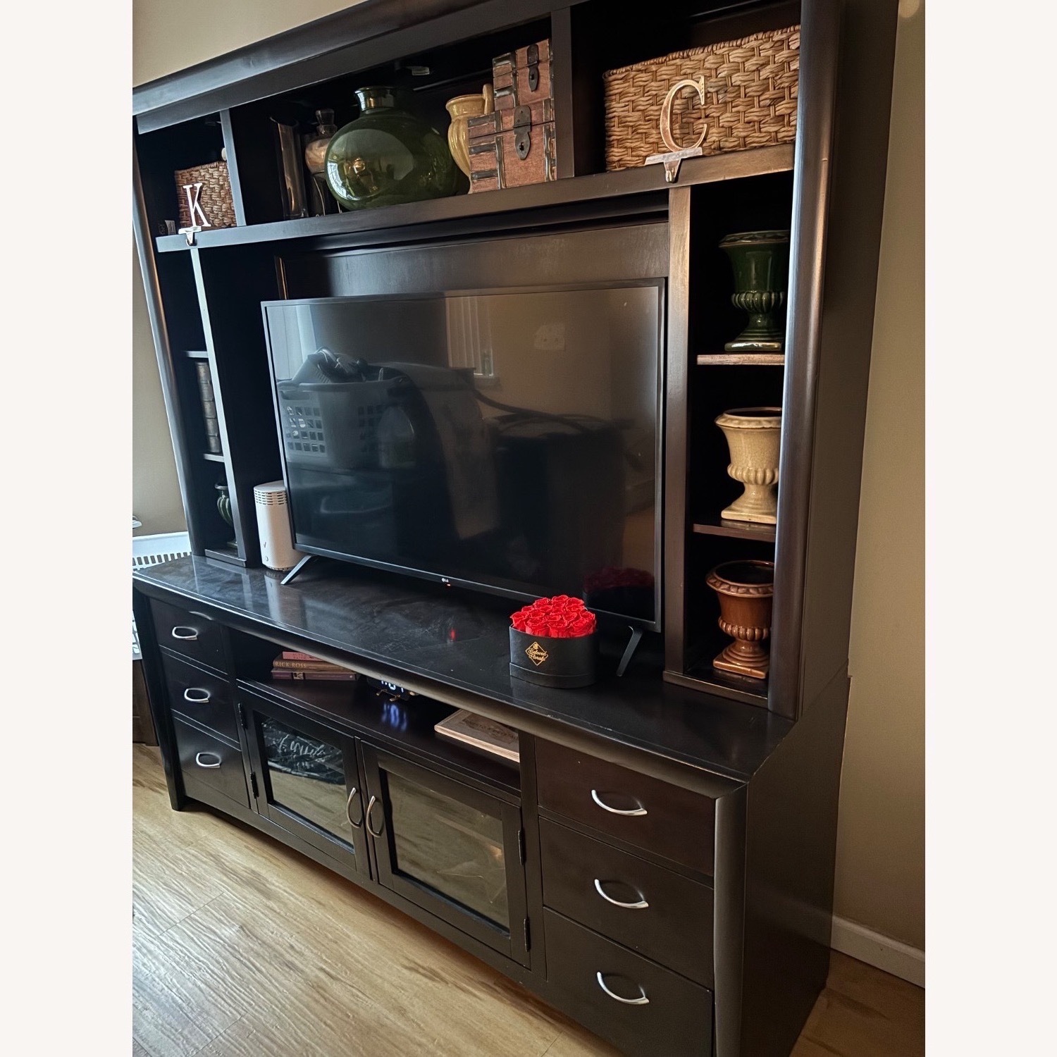 Raymour & Flanigan Dark Brown Wood Wall Unit - image-4