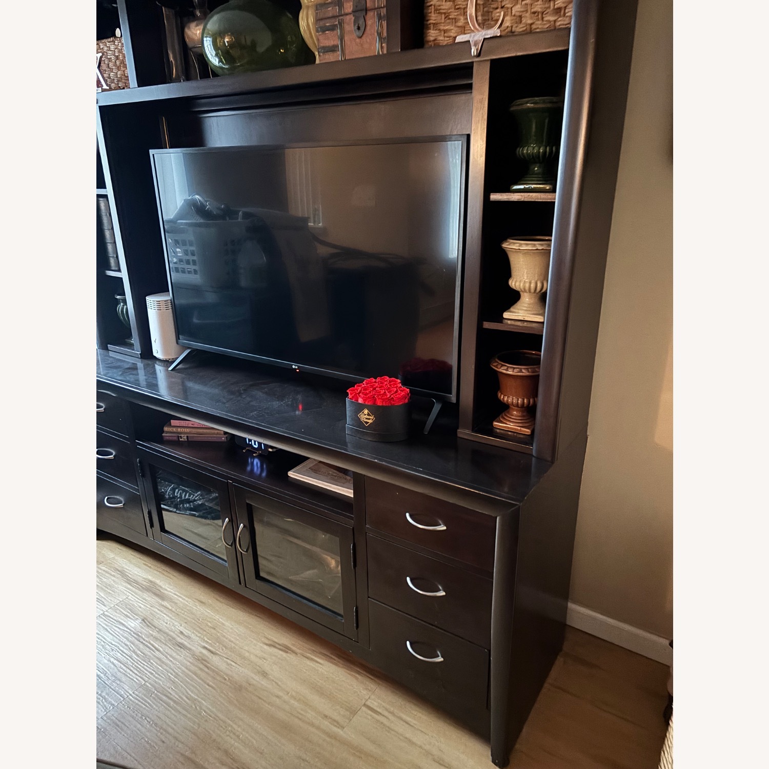 Raymour & Flanigan Dark Brown Wood Wall Unit - image-3