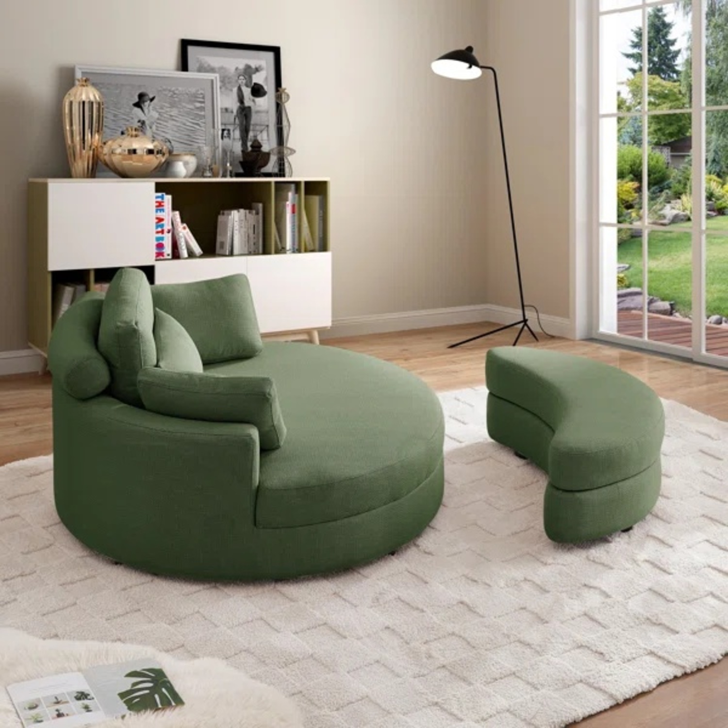 Wayfair Green Barrel Chair with Ottoman  - image-4