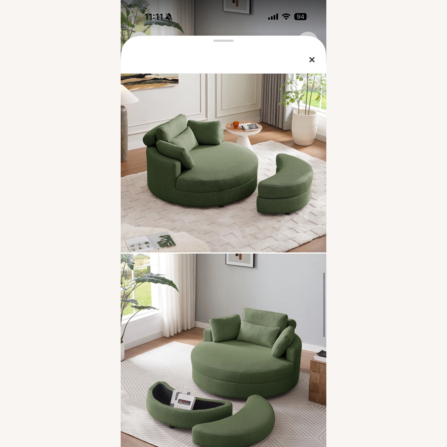 Wayfair Green Barrel Chair with Ottoman  - image-2