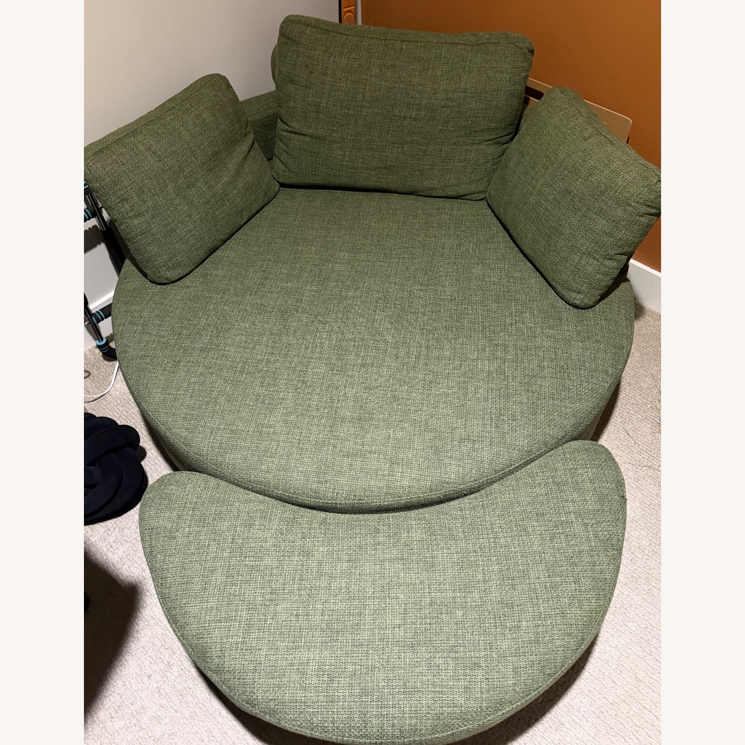Wayfair Green Barrel Chair with Ottoman  - image-1