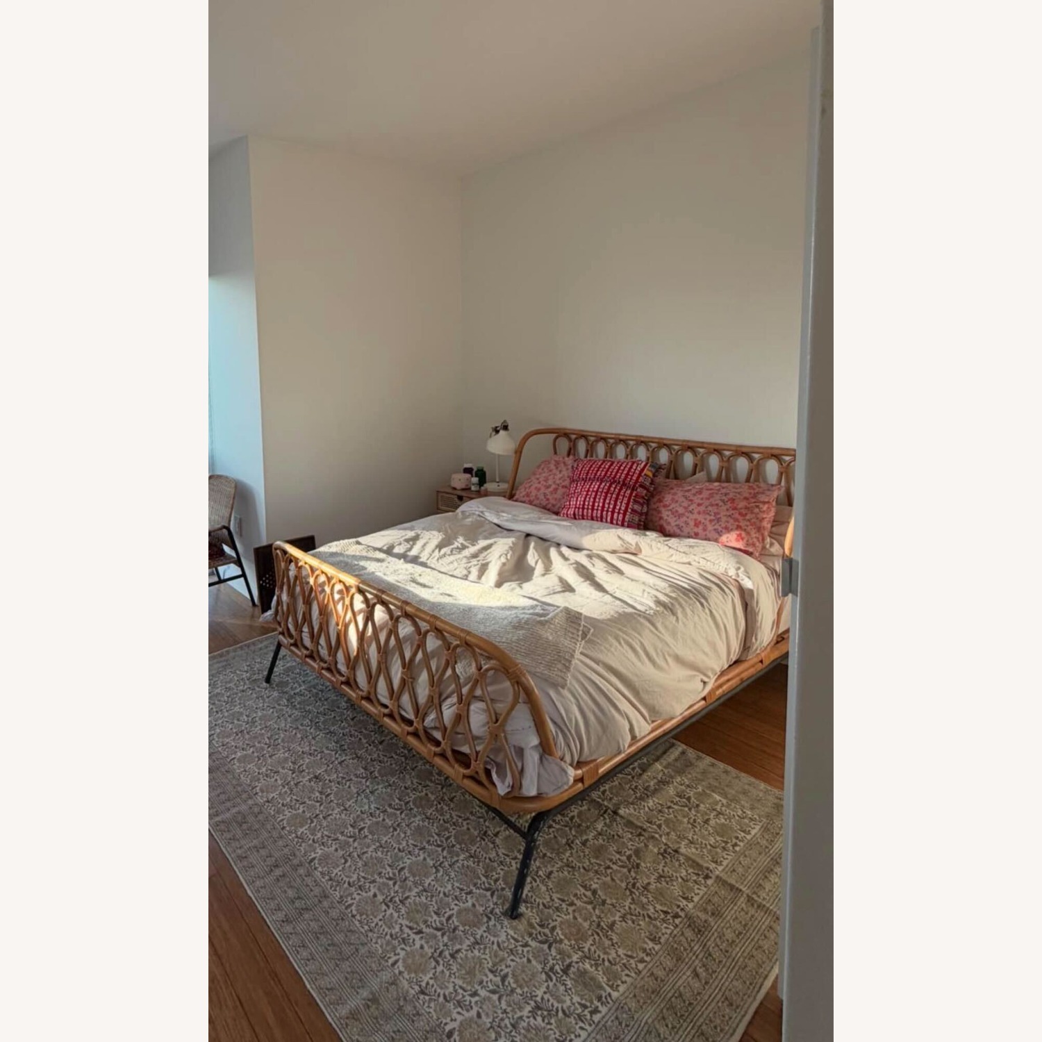Crate & Barrel Rattan Natural Wood Full Bed - image-1