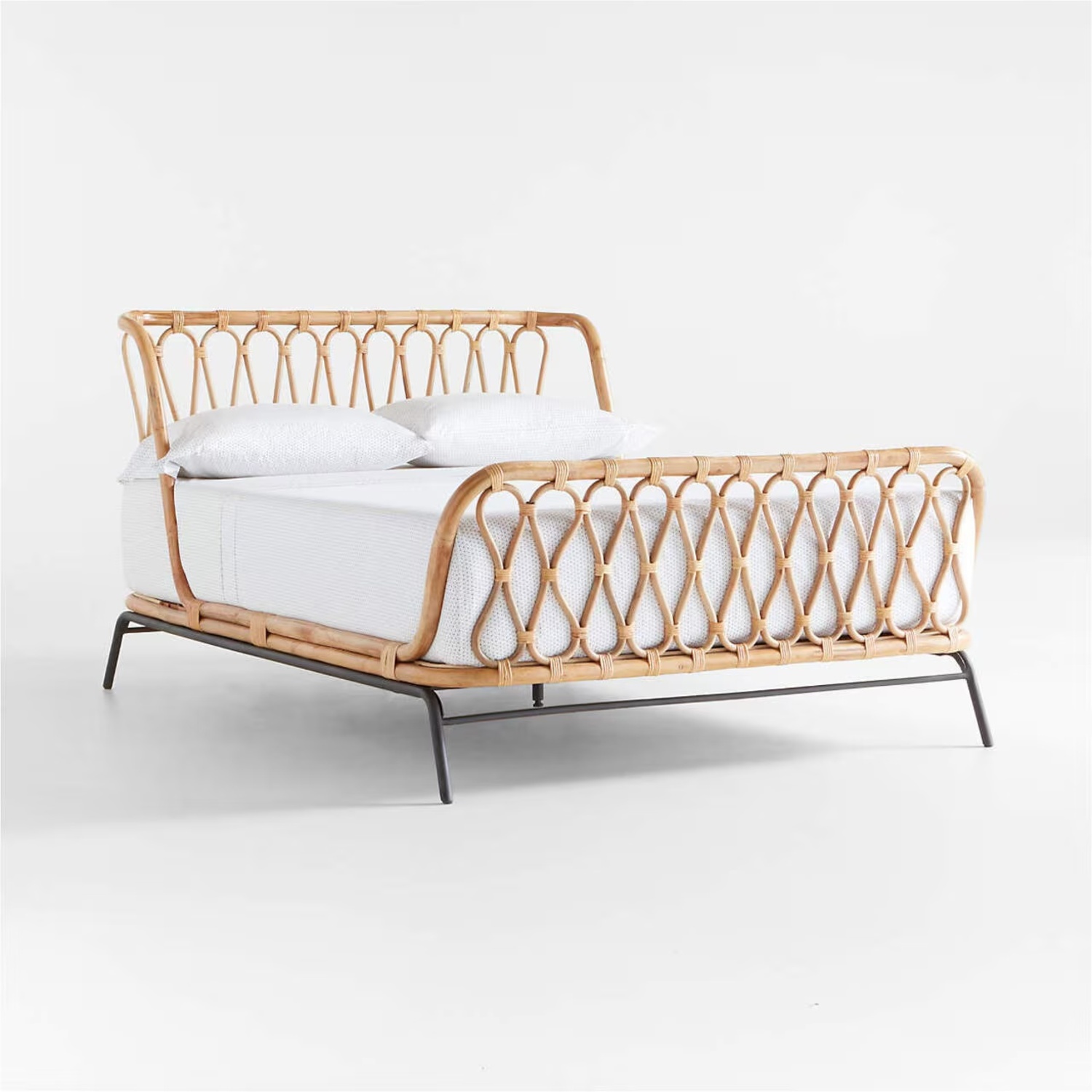 Crate & Barrel Rattan Natural Wood Full Bed - image-4