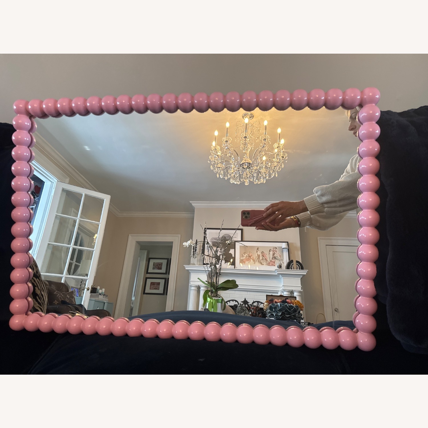 Pink Wood Wall Mirror - image-1