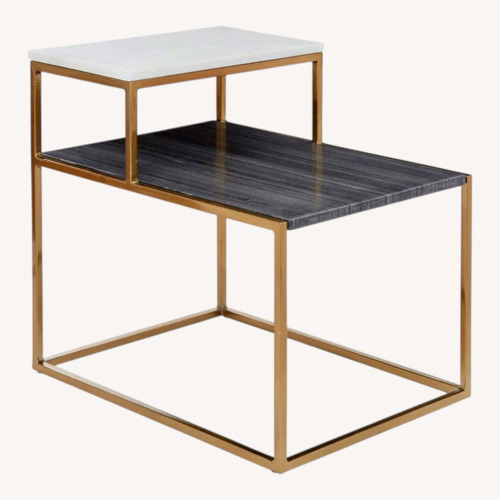 Used CB2 2-Tone Marble Side Table for sale on AptDeco