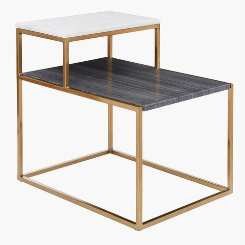 Used CB2 2-Tone Marble Side Table for sale on AptDeco