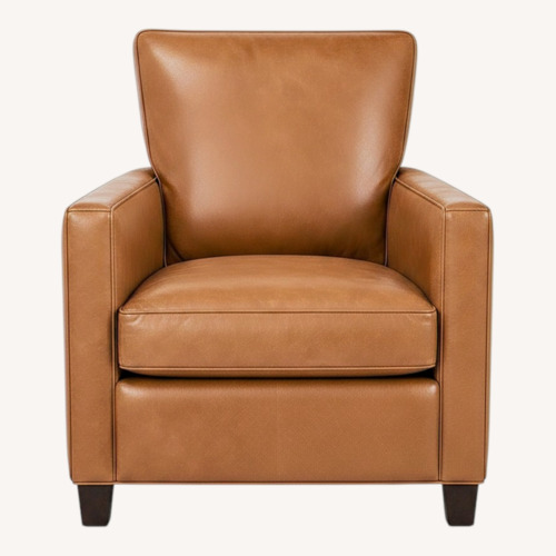 Used Pottery Barn Irving Leather Chair and Ottoman  for sale on AptDeco