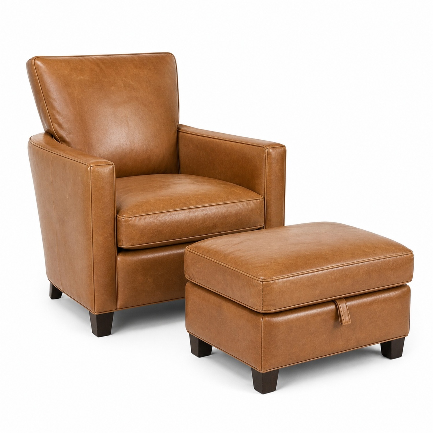 Pottery Barn Irving Leather Chair and Ottoman  - image-5