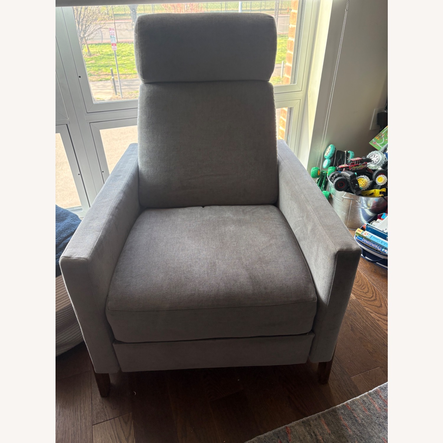 West Elm Light Gray Fabric Recliner - image-10