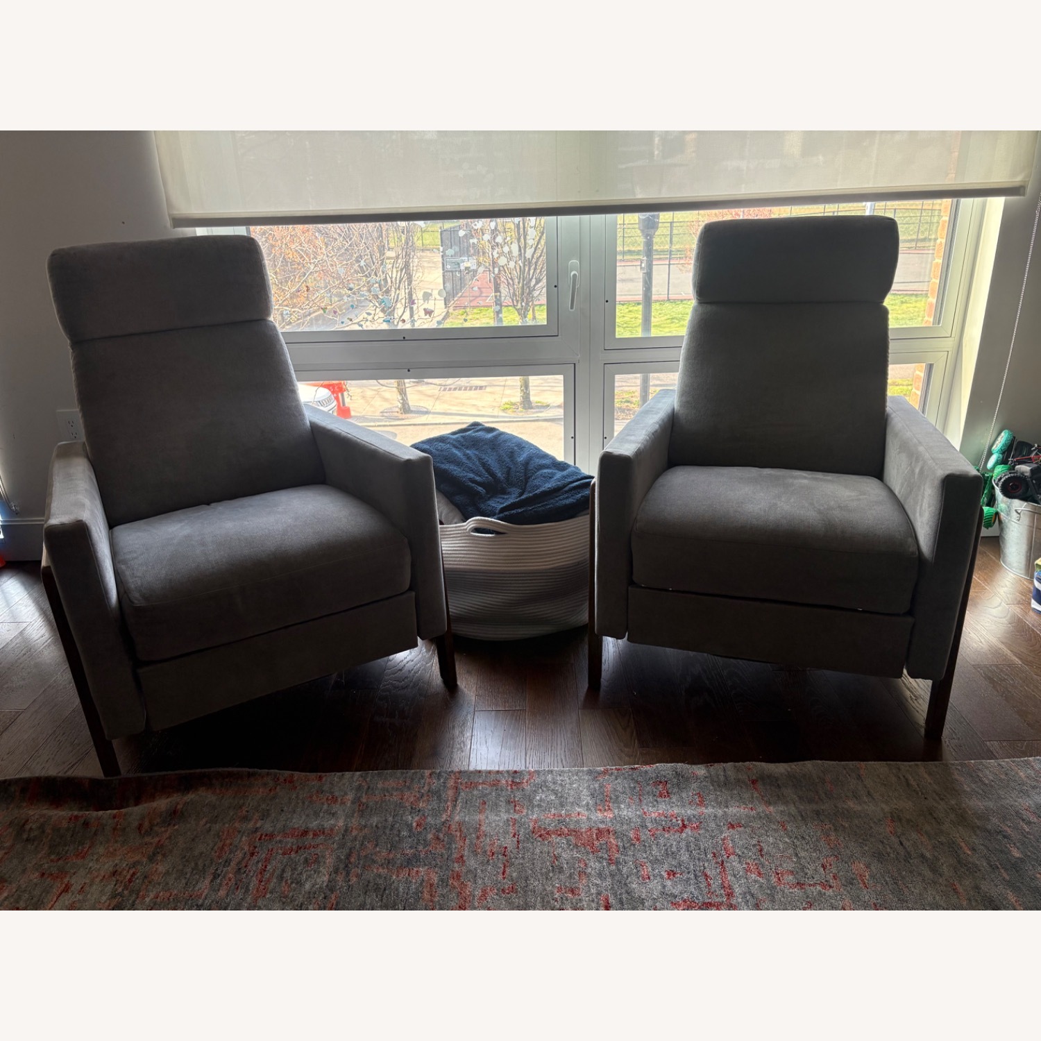 West Elm Light Gray Fabric Recliner - image-14