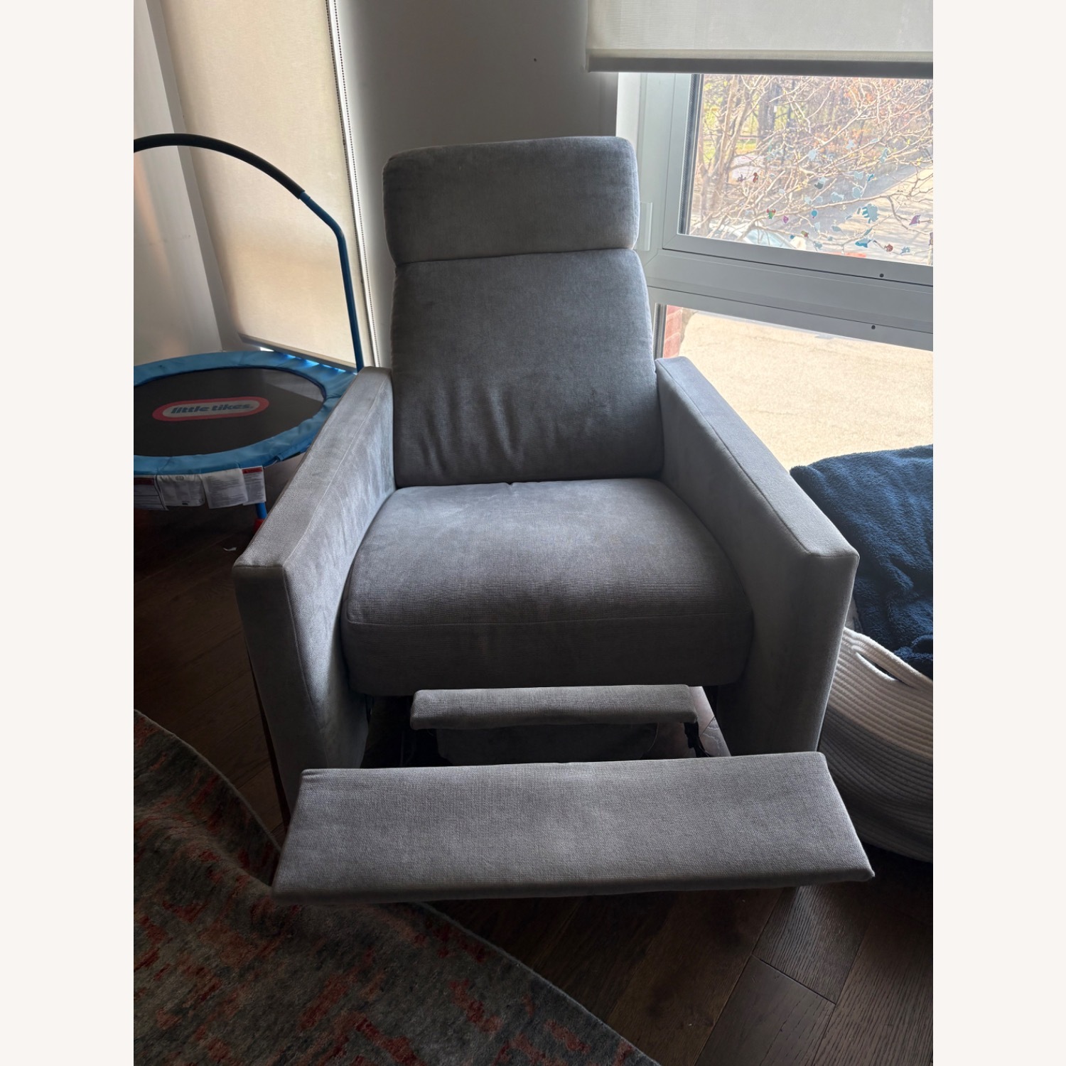 West Elm Light Gray Fabric Recliner - image-13