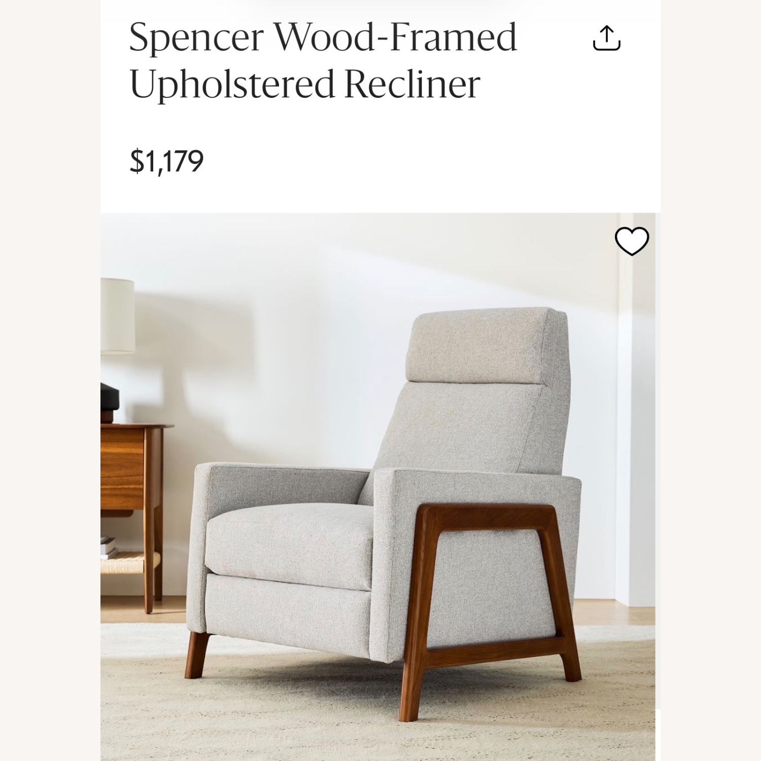 West Elm Light Gray Fabric Recliner - image-9