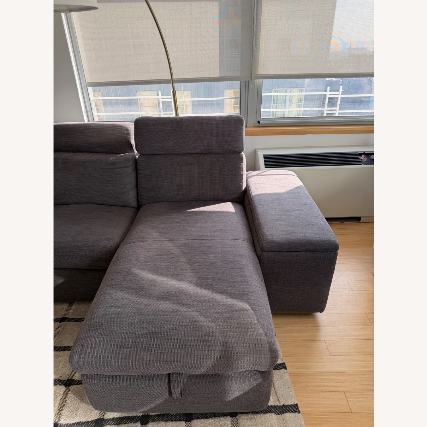 West Elm Enzo Dark Gray Fabric 3+ Piece Sectional - image-2