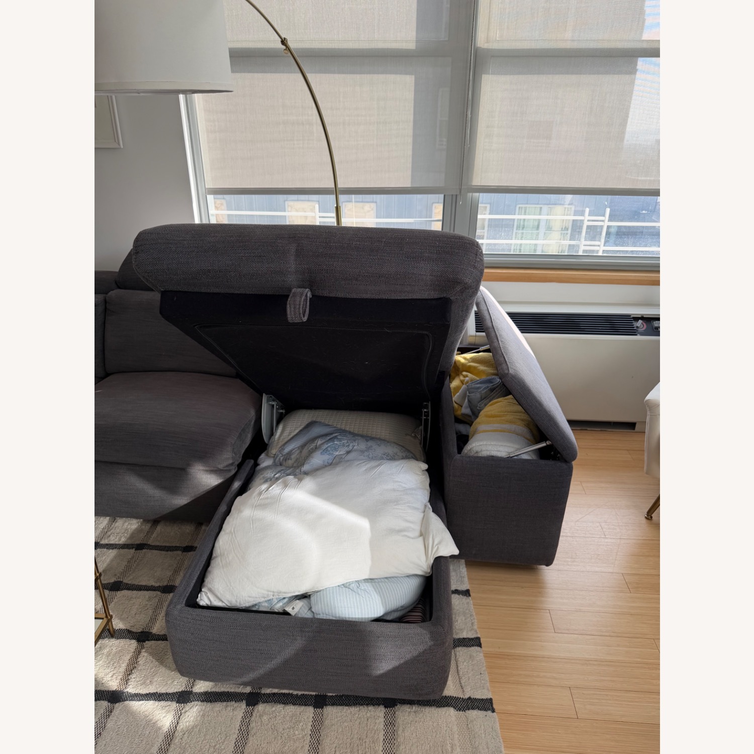 West Elm Enzo Dark Gray Fabric 3+ Piece Sectional - image-8